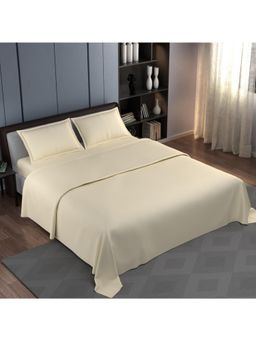 Synergized Cotton - Ivory Solid Hotel Edition Cotton Super Bedsheet with 2 Pillow Covers (Super King)