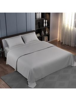 Synergized Cotton - Grey Solid Hotel Edition Cotton Super Bedsheet with 2 Pillow Covers (Super King)
