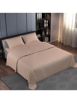 Synergized Cotton - Peach Solid Hotel Edition Cotton Super Bedsheet with 2 Pillow Covers (Super King)
