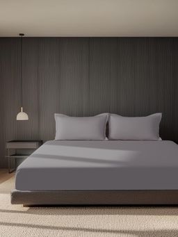 SANSAAR A D'DECOR BRAND LIVE CONSCIOUSLY - Elderberry 1 Bedsheet with 2 Pillow Covers (King)