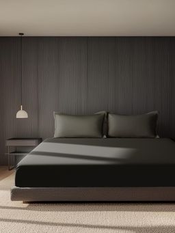 SANSAAR A D'DECOR BRAND LIVE CONSCIOUSLY - Olive 1 Bedsheet with 2 Pillow Covers (King)