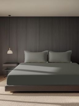 SANSAAR A D'DECOR BRAND LIVE CONSCIOUSLY - Cement 1 Bedsheet with 2 Pillow Covers (King)