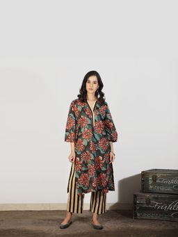 Spring Soul - Multicolored Floral Printed Cotton Straight Kurta
