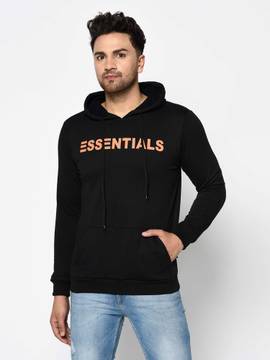 RIGO Hoodies : Buy RIGO Men Black Essential Print Hooded Fleece Full Sleeve  Sweatshirt Online | Nykaa Fashion.