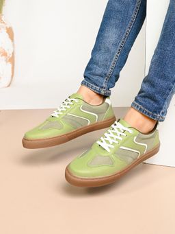 Styli - Men Colorblock Casual Green Sneakers