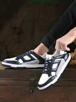 Styli - Men Casual Colorblock Court Navy Blue Sneakers