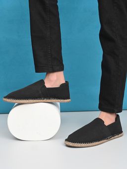Styli - Men Canvas Slip On Black Espadrilles