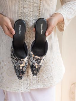 UrbanSway - Silver Espejo Mules Heels