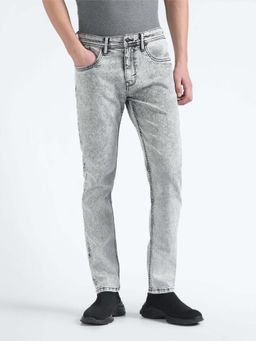Flying Machine - Men Light Grey Slash Slim Tapered Fit Jeans