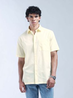 Flying Machine - Light Yellow Slim Fit Solid Shirt