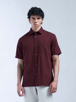 Flying Machine - Maroon Slim Fit Solid Shirt