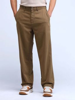 Flying Machine - Brown Mid Rise Cobain Loose Fit Trousers