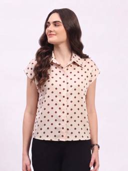 Global Republic - Satin Polka Dot Blouson Top for Women