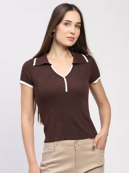 Global Republic - Nylon Blend Knitted Top