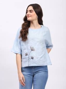 Global Republic - Linen Embroidered Top