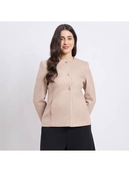 Madame - Panelled Dark Beige Short Coat