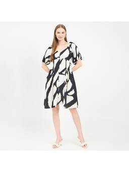 Madame - Abstract Print Rayon Blend Midi Dress