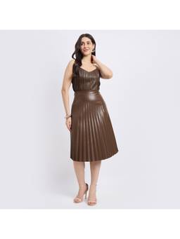 Madame - Pleated Brown Dress