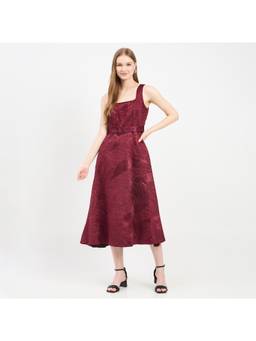 Madame - Textured Belted Fit And Flare Dress