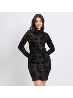 Madame - Textured Black Bodycon Dress