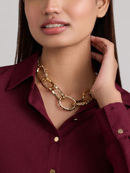 Pipa Bella by Nykaa Fashion - Gold Intertwined Ring Style Necklace