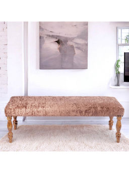 Ikiriya - Cairo Solid Wood 2 Seater Bench in Brown Sparkle Velvet (1 Year Warranty)