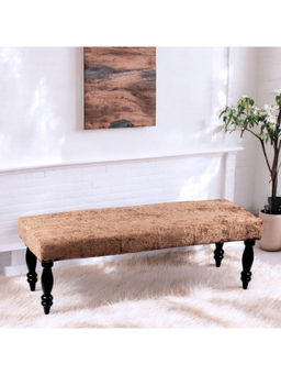 Ikiriya - Cairo Solid Wood 2 Seater Bench in Brown Sparkle Velvet (1 Year Warranty)