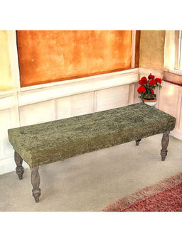 Ikiriya - Cairo Solid Wood 2 Seater Bench in Olive Sparkle Velvet (1 Year Warranty)