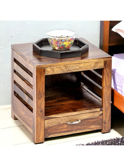 Ikiriya - Russell Sheesham Wood Bedside Table in Teak Finish (1 Year Warranty)