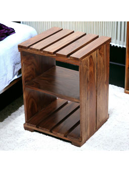 Ikiriya - Arista Sheesham Wood Bedside Table in Teak Finish (1 Year Warranty)