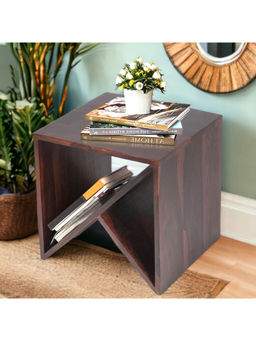 Ikiriya - Noah Sheesham Wood Corner Table in Dark Walnut Finish (1 Year Warranty)