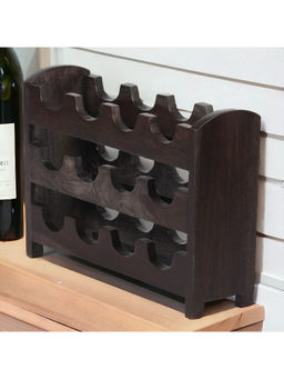 Ikiriya - Kassel Sheesham Wood Wine Rack for 12 Bottles in Mahogany Finish (1 Year Warranty)