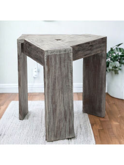 Ikiriya - Avina Sheesham Wood End Table / Tea Table in Rustic Grey Matte Finish (1 Year Warranty)