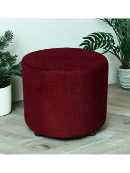 Ikiriya - Lisbon Solid Wood Ottoman Pouffee in Mossy Maroon (1 Year Warranty)