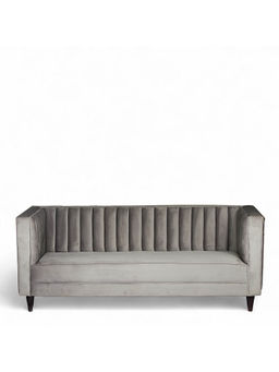 Ikiriya - Camilla Solid Wood 3 Seater Sofa in Iron Grey Velvet (1 Year Warranty)