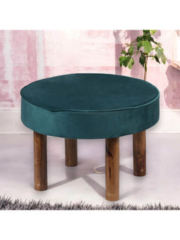 Ikiriya - Sandford Solid Wood Ottoman in Teal Velvet (1 Year Warranty)
