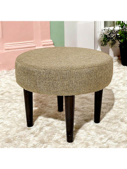 Ikiriya - Nayla Solid Wood Stool in Jute Beige fabric (1 Year Warranty)