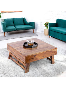 Ikiriya - Bradford Sheesham Wood Coffee Table with Foldable Legs in Teak Finish (1 Year Warranty)