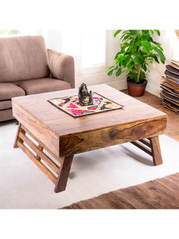 Ikiriya - Bradford Sheesham Wood Coffee Table with Foldable Legs in Teak Finish (1 Year Warranty)