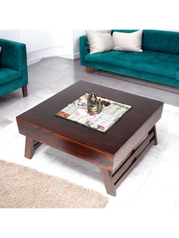 Ikiriya - Bradford Sheesham Wood Coffee Table with Foldable Legs in Dark Walnut Finish (1 Year Warranty)
