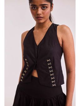 Urban Suburban - Black Solid V-Neck Top