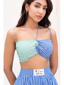 Urban Suburban - Multicolor Striped Front Knot Crop Top