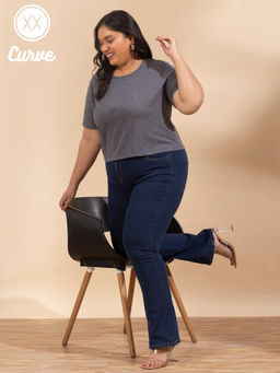 Twenty Dresses by Nykaa Fashion - Curve Grey Recreate Trend In Basics Tshirt