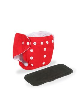 Chinmay Kids - Red Plain Diapers with White Inserts Adjustable Baby Cloth