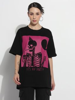 SHOWOFFFF - Edition Women's Graphic Black Relaxed Fit T-Shirt