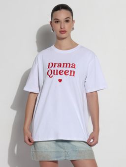 SHOWOFFFF - Edition Women's Embroidered White Relaxed Fit T-Shirt