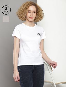 Calvin Klein - Multi Color Solid Slim Fit Cotton T-shirt (Pack of 2)