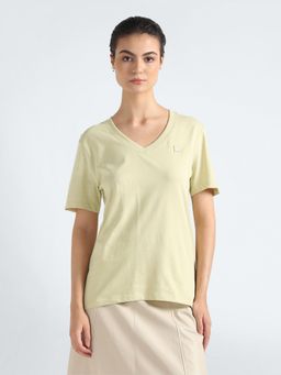 Calvin Klein - Green Solid Straight Fit Cotton T-shirt