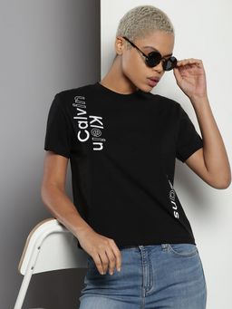 Calvin Klein - Black Embroidered Logo Regular Fit Cotton T-shirt