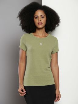 Calvin Klein - Green Solid Slim Fit Polyester T-shirt